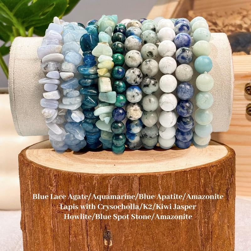 Crystal Clarity: 10 Count Gemstone Bracelets (6mm-8mm) 💎✨"  A set of 10 crystal bracelets with 6mm-8mm chips, designed to bring style and energy together for a chic and spiritual look. 🌿💖