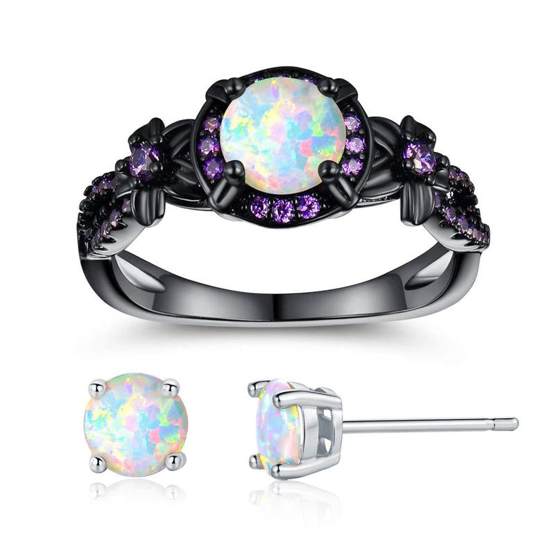 "Eternal Love: 1CT Rainbow Opal Mystic Ring 💎✨"  Celebrate your commitment with this stunning 1CT round-cut rainbow opal ring, designed for both women and men as a wedding, engagement, or promise ring. 🌈💖