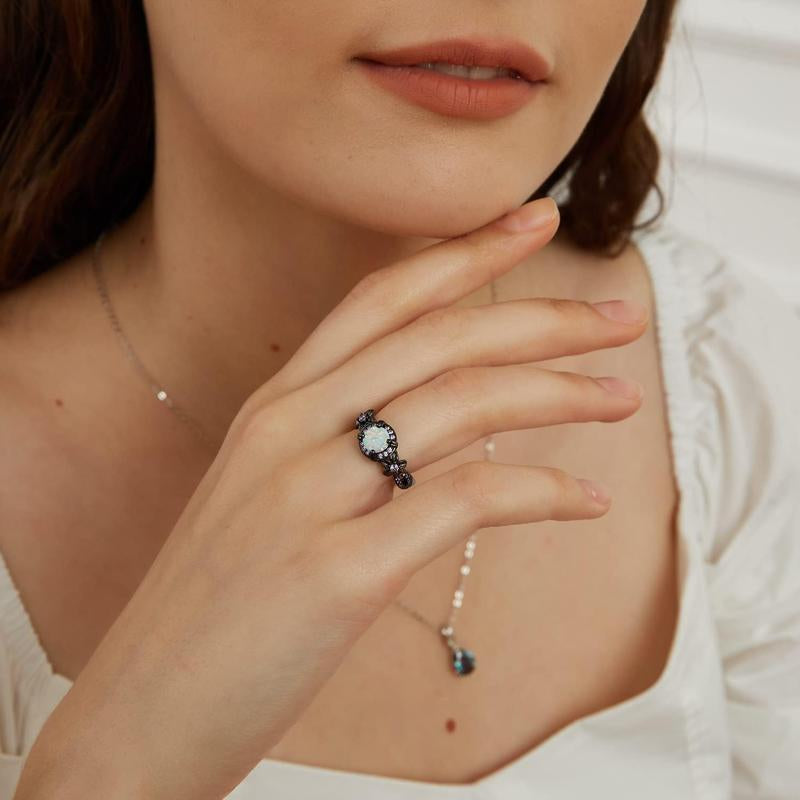 "Eternal Love: 1CT Rainbow Opal Mystic Ring 💎✨"  Celebrate your commitment with this stunning 1CT round-cut rainbow opal ring, designed for both women and men as a wedding, engagement, or promise ring. 🌈💖